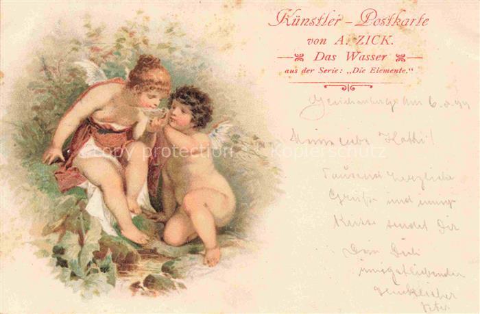 Engel Ange Angel Angelo-- A. Zick Das Wasser die Elemente Litho