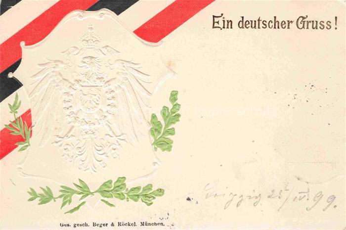 Schwarz Weiss Rot-Flagge (SWR) Litho ein deutscher Gruss Muenchen