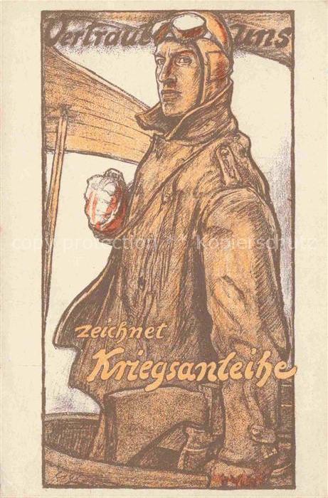 BALLON -Flug Aviatik zeichnet Kriegsanleihe Pilot Weltkrieg