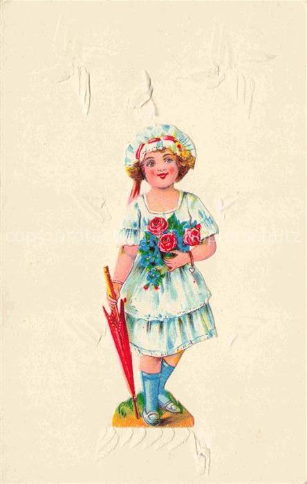 Kinder Child Enfants Maedchen Regenschirm Litho
