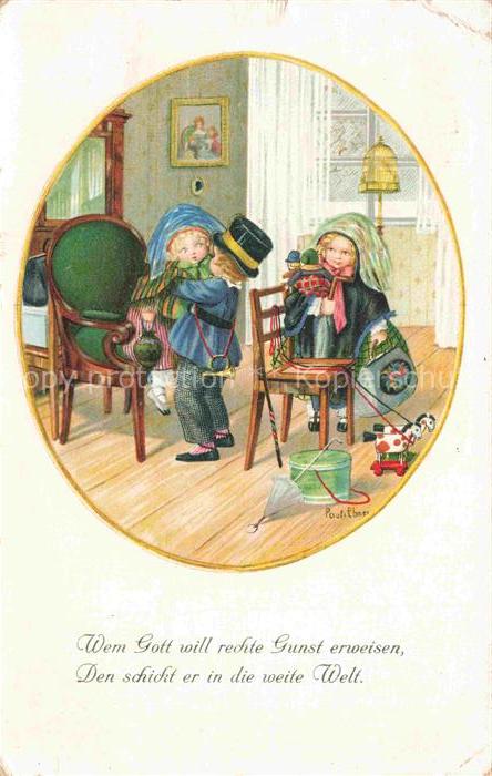 Ebner Pauli Kuenstlerkarte Kinder Spielzeuge Litho