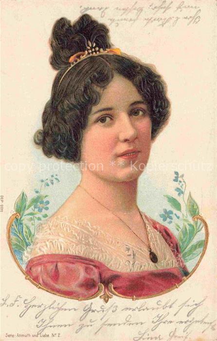 Friseur Barbier Coiffeur Barber-- Anmuth und Liebe Nr. 2 Litho Frau