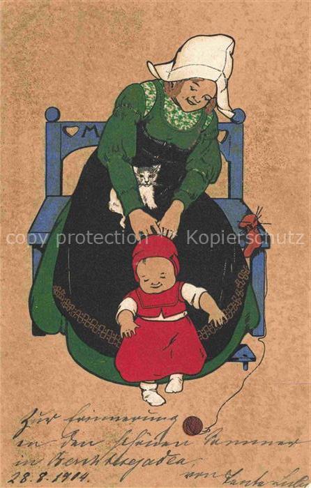 VIENNE MUNK Verlag Munk M. Wien Vienne Nr. 186 Katze Kinder Hollandtracht Litho