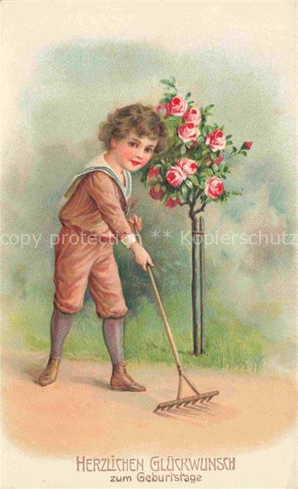 Verlag EAS Nr. Geburtstag Kind Blumen Litho