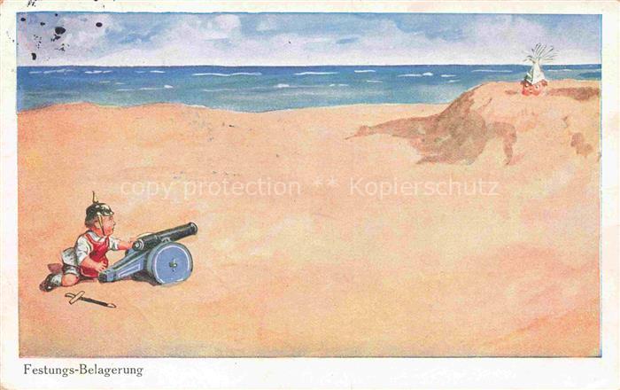Verlag WS SB Nr. 4939 Festung Belagerung Kinder Strand Litho