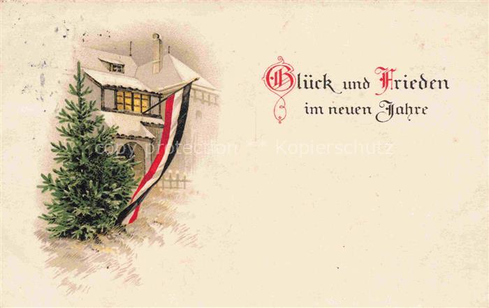 SWR Schwarz Weiss Rot-Flagge Litho Neujahrsgruss