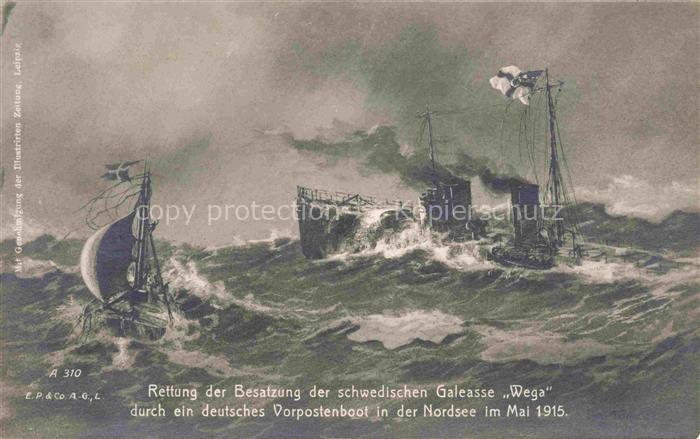 Marine  Warships Rettung des Besatzung der Schwedischen Galeasse Wega