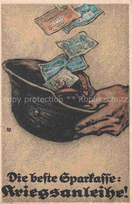 Kriegsanleihe Politik Militaria Geld Stahlhelm