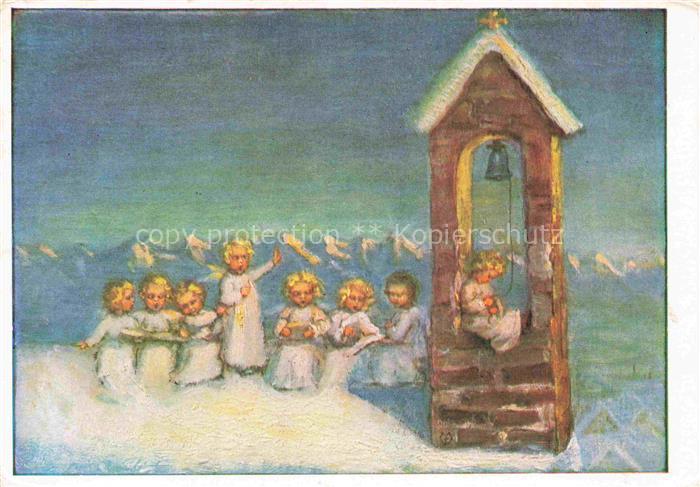 SPoeTL Maria Kuenstlerkarte Weihnachtsnorgen Engel Kinder Nr. 862 Tirol