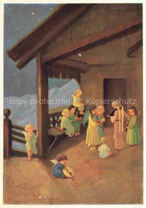 SCHoeNERMARK M. Kuenstlerkarte Weihnachten du froehliche du selige Kinder Engel