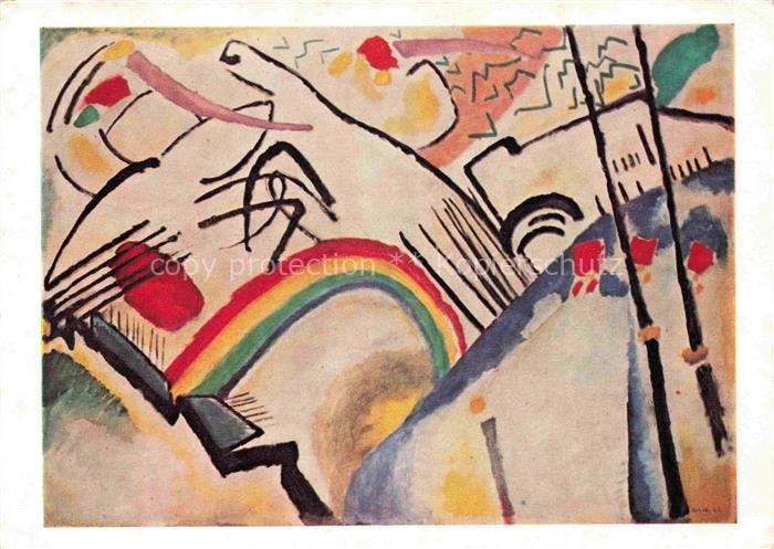 KANDINSKY Wassily (1866-1944) Kuenstlerkarte Battle 1910