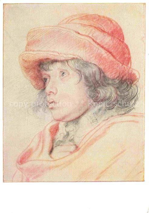 RUBENS Paul-Peter Pierre-Paul (1577-1640) Kuenstlerkarte Kinderkopf Nikolaus in