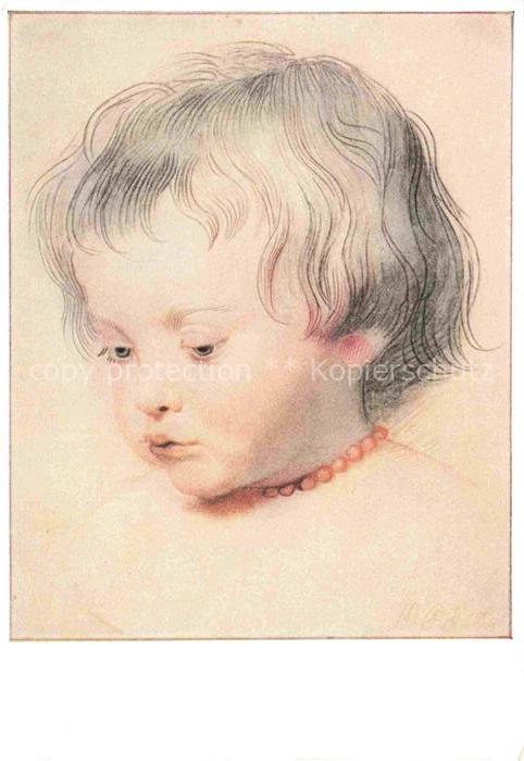 RUBENS Paul-Peter Pierre-Paul (1577-1640) Kuenstlerkarte Kinderkopf der kleine N