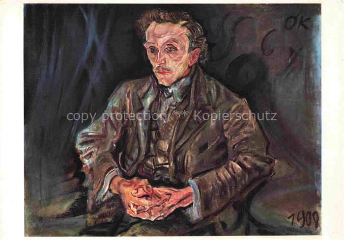 KOKOSCHKA Otto (1886-1980) Kuenstlerkarte der Baumeister Adolf Loos