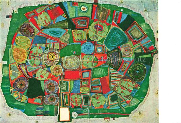 HUNDERTWAssER Friedrich Kuenstlerkarte Der Garten gluecklichen Toten oel Leinwan