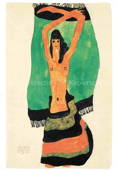SCHIELE Egon Kuenstlerkarte Taenzerin Wien