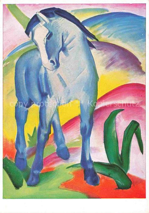 MARC Franz (1880-1916) Kuenstlerkarte Blaues Pferd Cheval Bleu