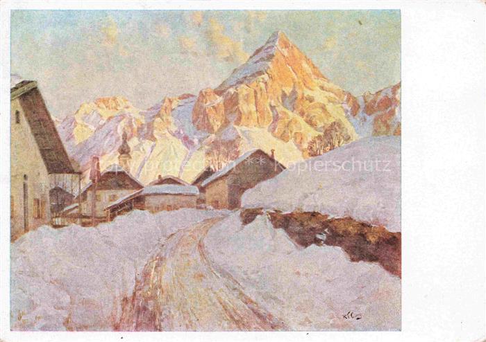 CURRY Robert Kuenstlerkarte Winterabend Haus der Deutschen Kunst Muenchen