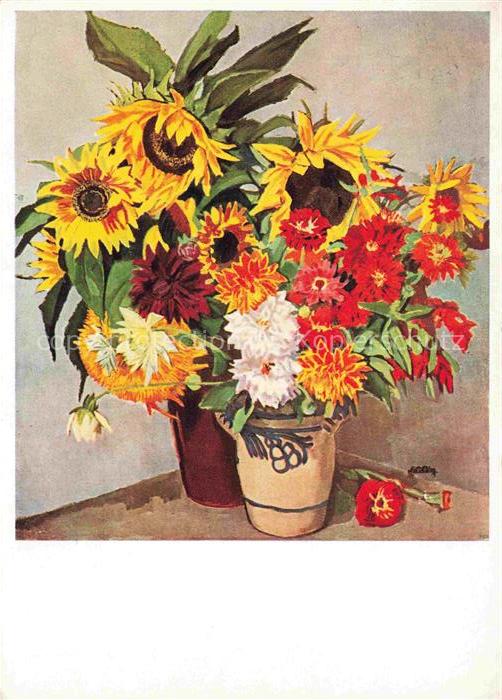 REISER Carl Kuenstlerkarte Blumenstueck Vase Nr. 109 Muenchen