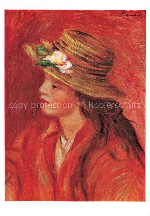 RENOIR Pierre-Auguste (1841-1919) Kuenstlerkarte Maedchen mit Strohhut