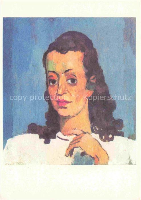 KRETZSCHMAR Bernhardt Kuenstlerkarte Hilde oel auf Holz Leipzig