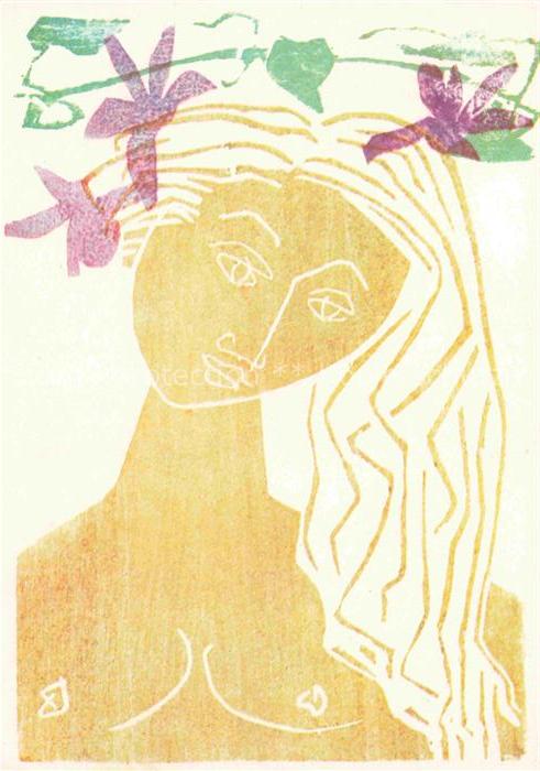 ARNOLD Walter Kuenstlerkarte Maedchenkopf Leipzig