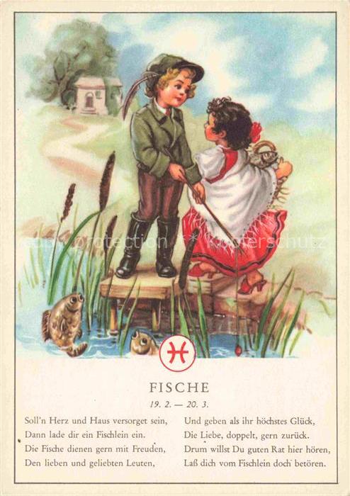 Sternzeichen Zodiac Sign Signe Zodiaque Fische Litho Humor