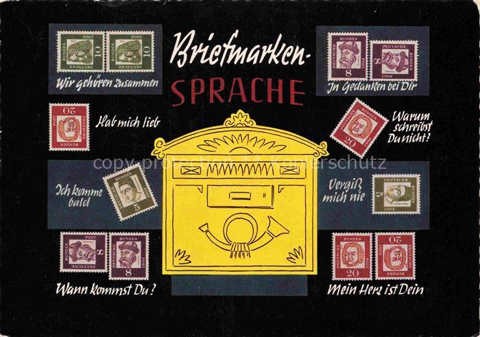 BriefmarkenSPRACHE auf Ak Nr. 903 Briefkasten