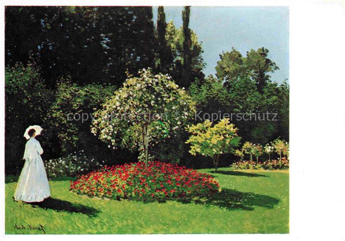 MONET Claude-Oscar (1840-1926) Kuenstlerkarte Dame in de tuin Ste Adresse Lening