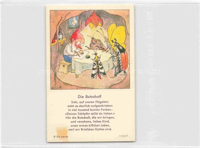 IBM BOHATTA-MORPURGO Ida (1900-1992) Kuenstlerkarte die Botschaft Insekte Zwerge