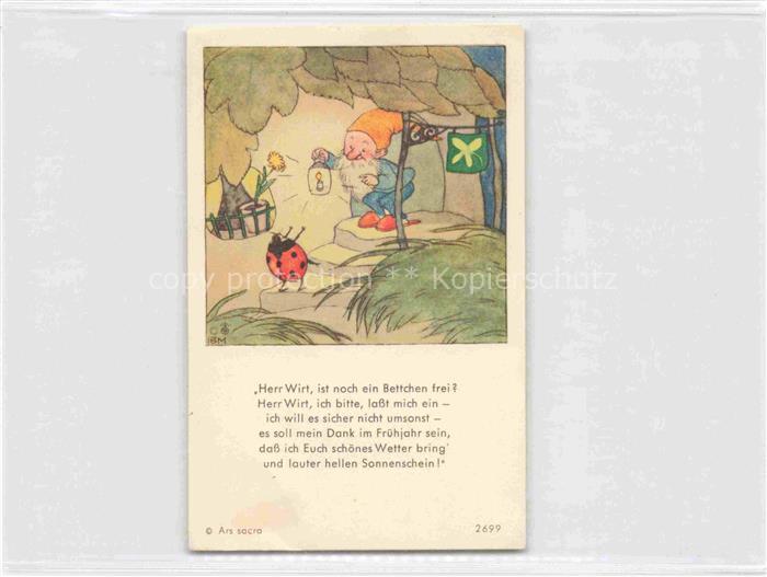 IBM BOHATTA-MORPURGO Ida (1900-1992) Kuenstlerkarte Zwerge Marienkaefer