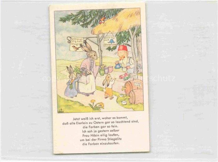 IBM BOHATTA-MORPURGO Ida (1900-1992) Kuenstlerkarte Ostern Zwerge Hasen Ars Sacr