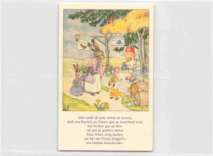 IBM BOHATTA-MORPURGO Ida (1900-1992) Kuenstlerkarte Ostern Zwerge Hasen Ars Sacr