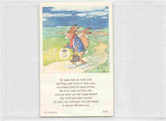 IBM BOHATTA-MORPURGO Ida (1900-1992) Kuenstlerkarte Ostern Hasen Laterne Ars Sac