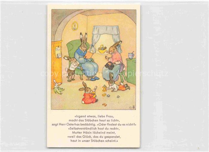IBM BOHATTA-MORPURGO Ida (1900-1992) Kuenstlerkarte Ostern Hase Ars Kaninchen Sa