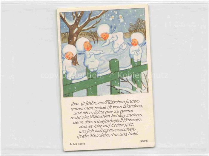 IBM BOHATTA-MORPURGO Ida (1900-1992) Kuenstlerkarte Kinder Engel Schnee Ars Sacr