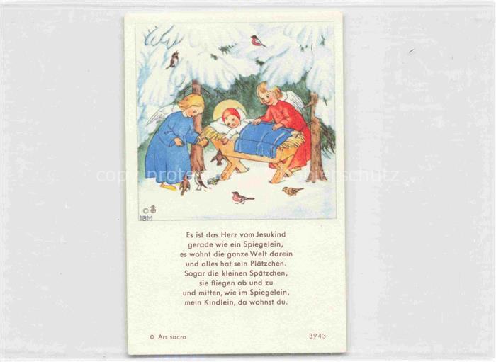 IBM BOHATTA-MORPURGO Ida (1900-1992) Kuenstlerkarte Jesukind Engel Vogel Ars Sac