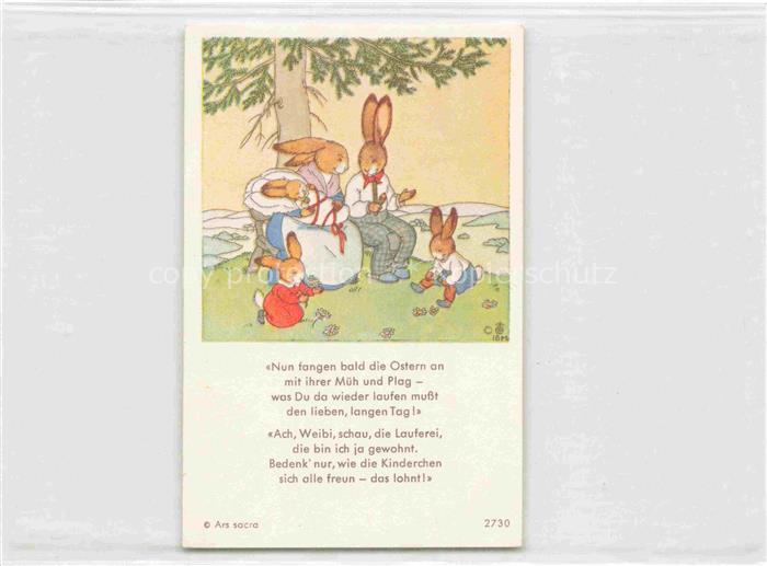 IBM BOHATTA-MORPURGO Ida (1900-1992) Kuenstlerkarte Ostern Hasen Kinder Ars Sacr