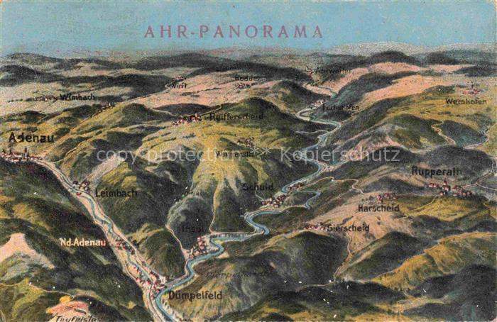 Adenau Ahrweiler Rheinland-Pfalz Ahr Panoramakarte mit Duempelfeld