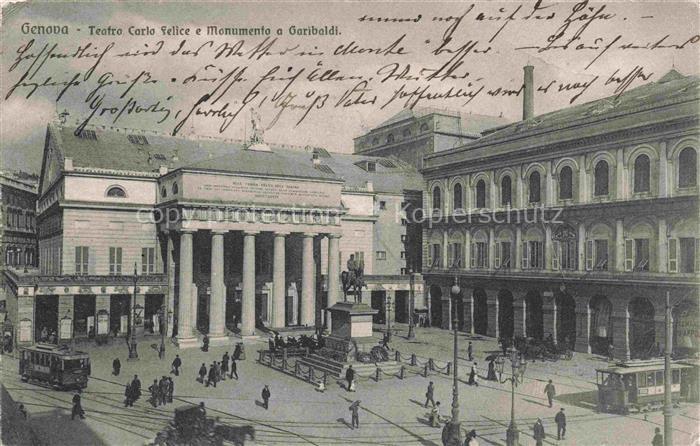 GENOVA Genua Liguria IT Teatro Carlo Felice e Monumento e Garibaldi