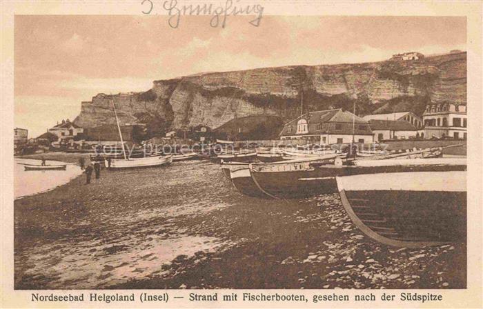 HELGOLAND Insel Schleswig-Holstein Strand mit Fischerbooten