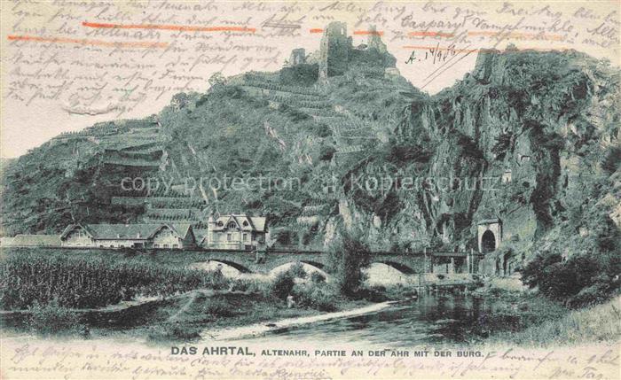 Altenahr Ahrweiler Rheinland-Pfalz Partie an der Ahr mit der Burg