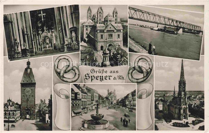 SPEYER Rhein Dom Inneres Rheinbruecke Stadttor Brunnen