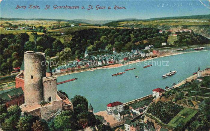 St Goarshausen Rhein mit St Goar und Burg Katz