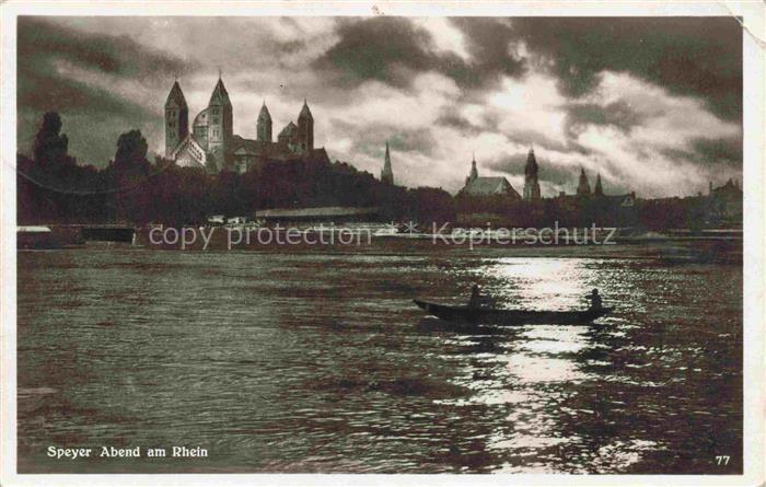 SPEYER Rhein Rheinpartie mit Dom am Abend