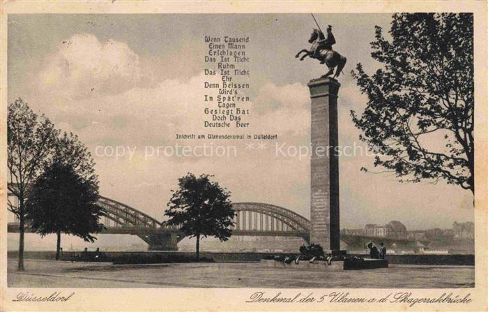DuessELDORF  CITY Denkmal der 5 Ulanen an der Skagerrakbruecke