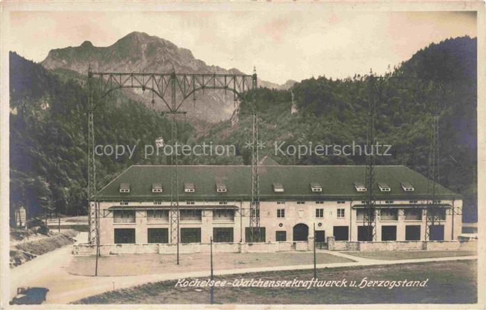 Walchenseekraftwerk Walchensee Kochel See Bayern Ansicht mit Herzogstand