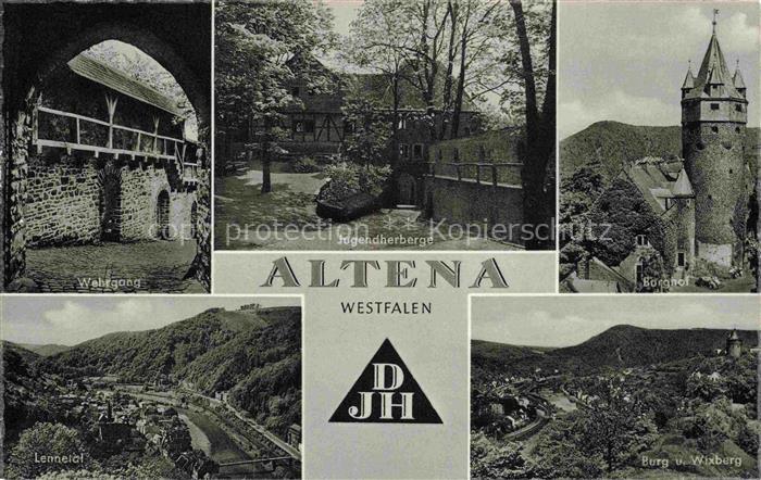 Altena Lenne Wehrgang Jugendherberge Burghof Lennetal Burg und Wixberg