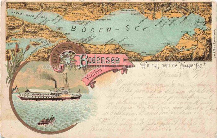 KONSTANZ Bodensee BW Panoramakarte Dampfer