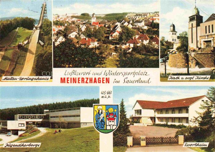 Meinerzhagen NRW Matten Sprungschanze Panorama Kath und ev Kirche Jugendherberge